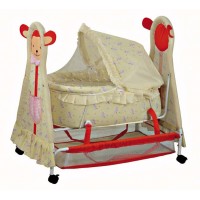 Safety Designs Cartoon Printing Swinging Baby Cradle With Mosquito Net